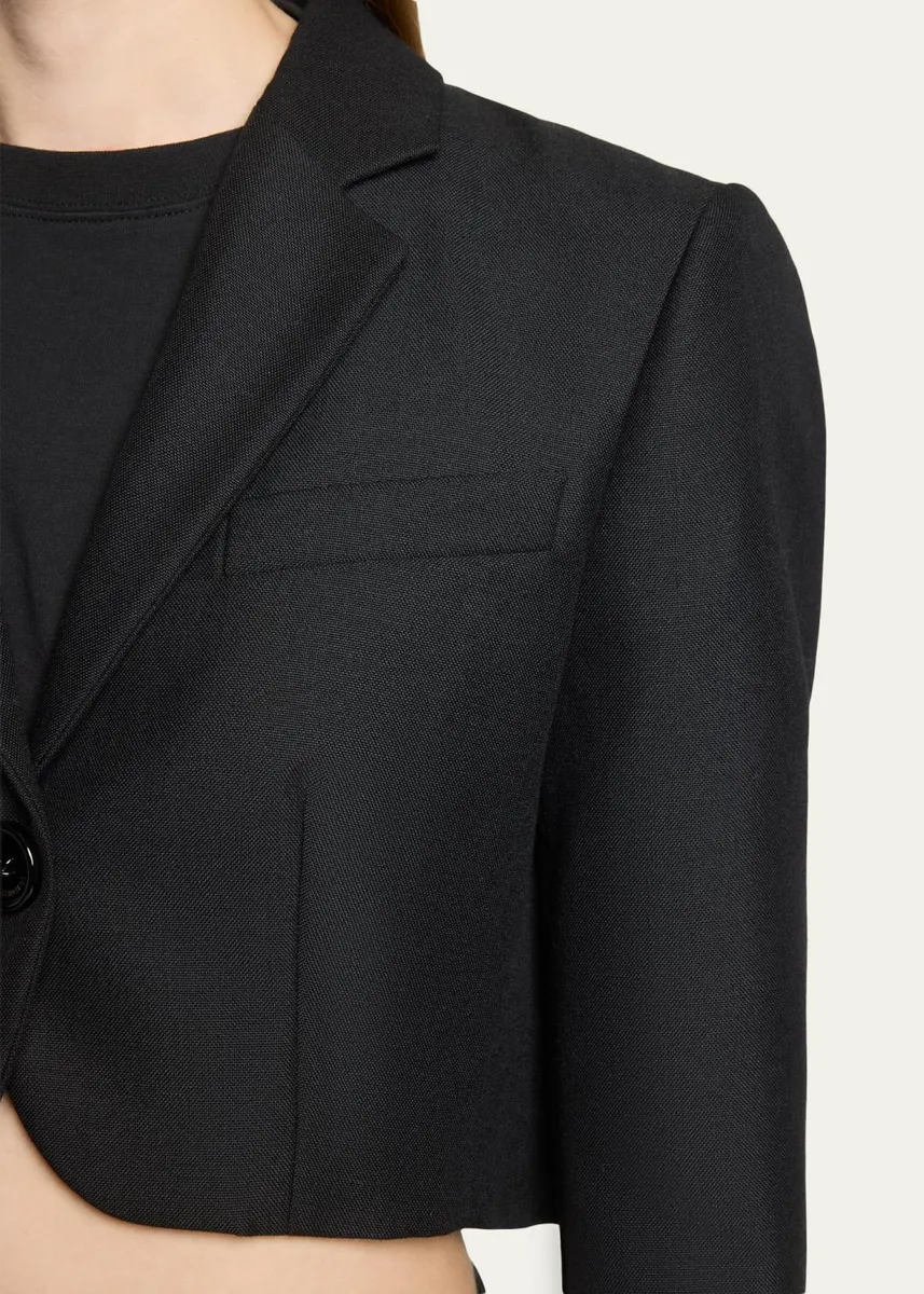 Balenciaga Single-Breasted Wool Twill Crop High-Low Jacket | Thumbnail 5