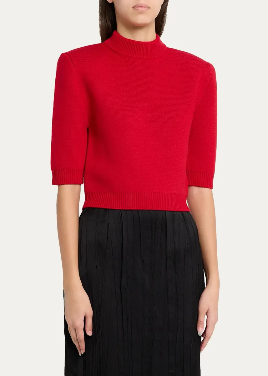 Willy Chavarria Chavela Wool Short-Sleeve Crop Sweater | Thumbnail 4 Willy Chavarria Chavela Wool Short-Sleeve Crop Sweater | Thumbnail 4