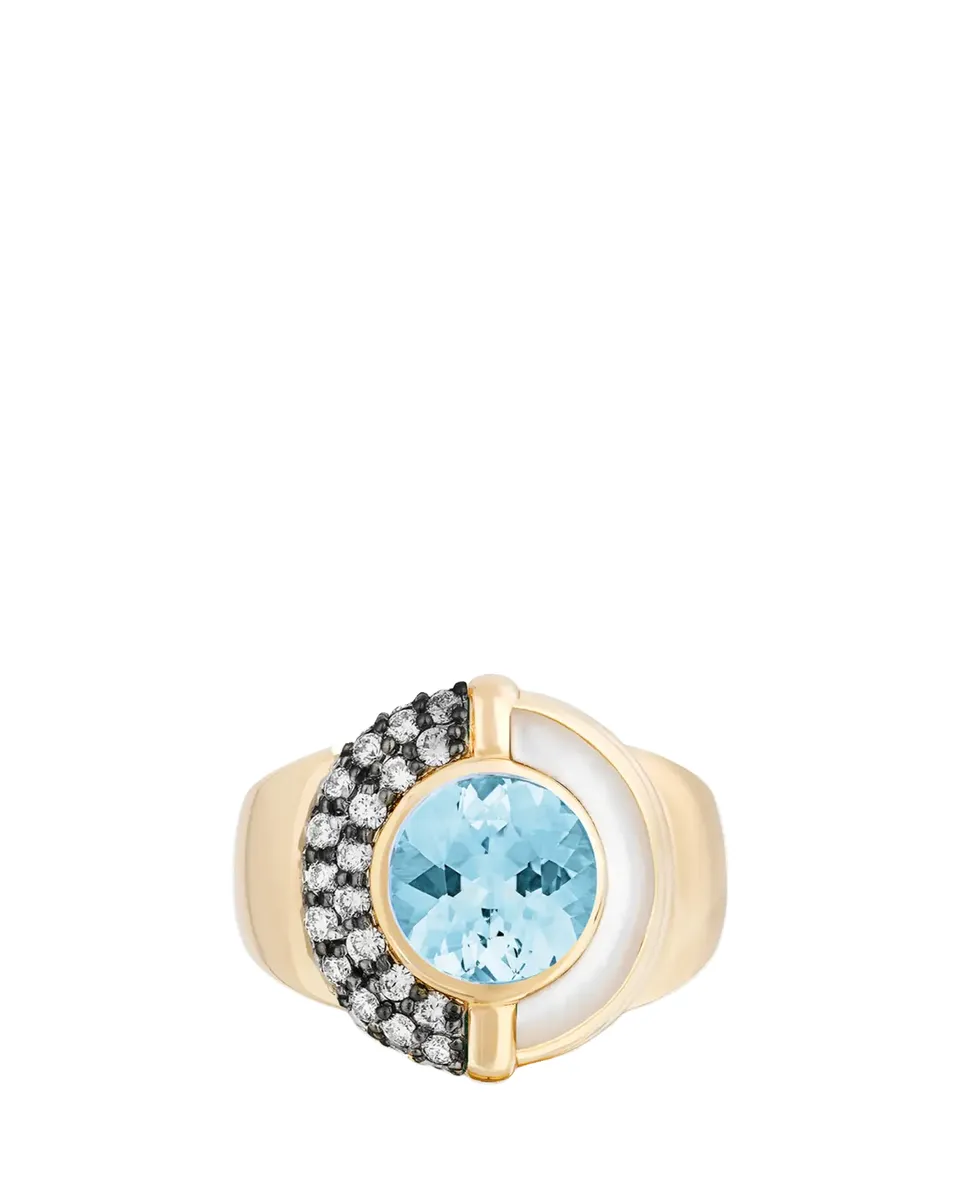 Mason and Books 14K Sugar and Spice Ring with Topaz, Diamonds and Mother-of-Pearl | Thumbnail 2