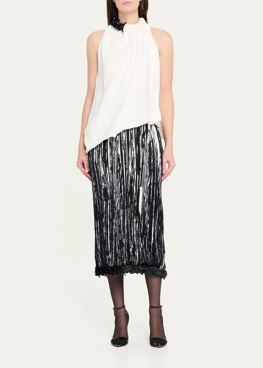 Brandon Maxwell Sinclair Sequin-Trim Midi Pencil Skirt | Thumbnail 2 Brandon Maxwell Sinclair Sequin-Trim Midi Pencil Skirt | Thumbnail 2
