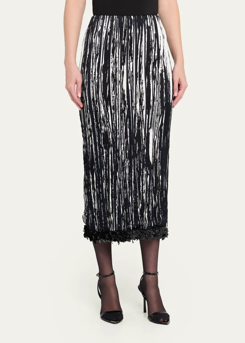 Brandon Maxwell Sinclair Sequin-Trim Midi Pencil Skirt | Thumbnail 4 Brandon Maxwell Sinclair Sequin-Trim Midi Pencil Skirt | Thumbnail 4