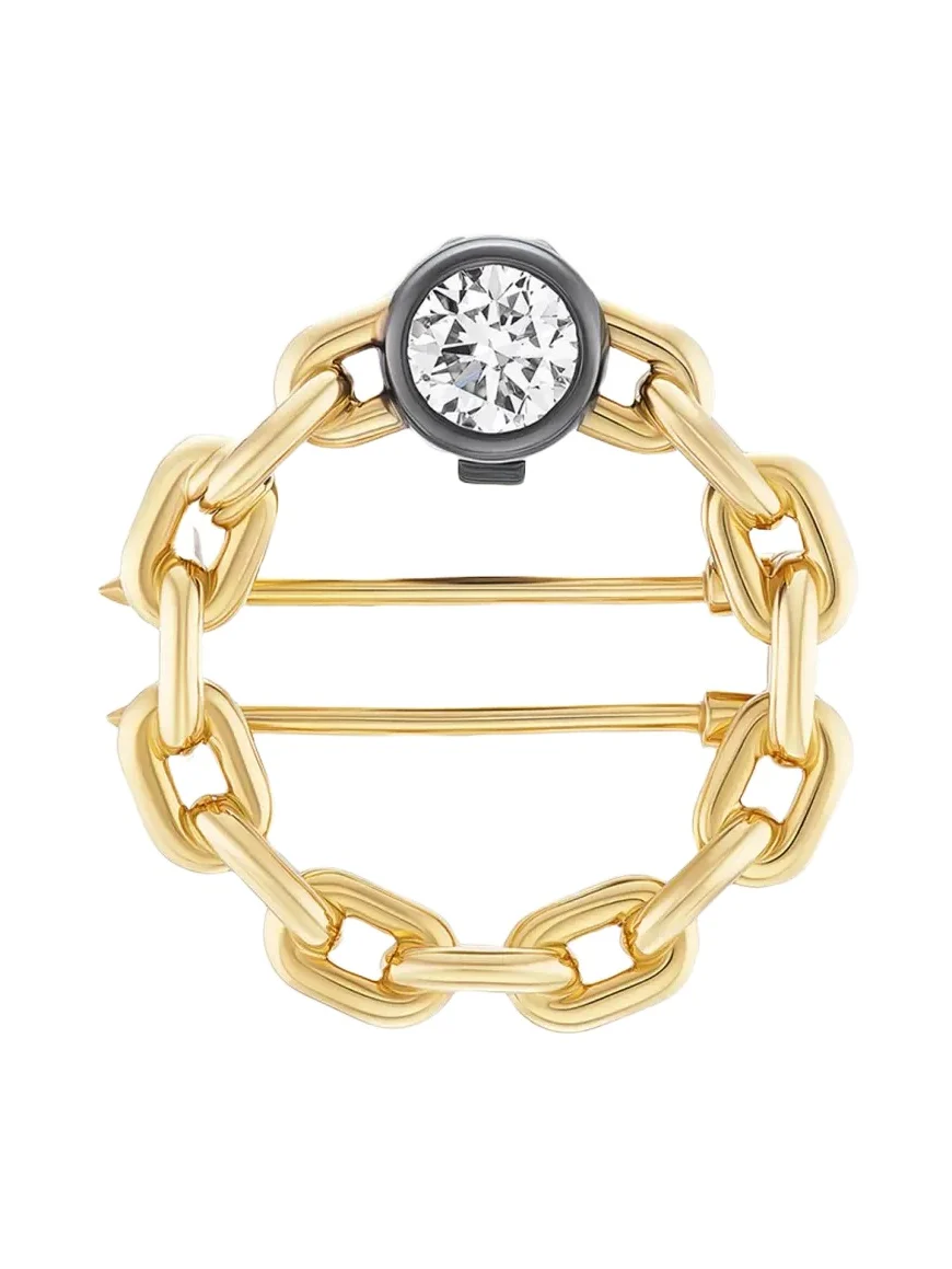 Uniform Object 18K System Chain Brooch with Diamond