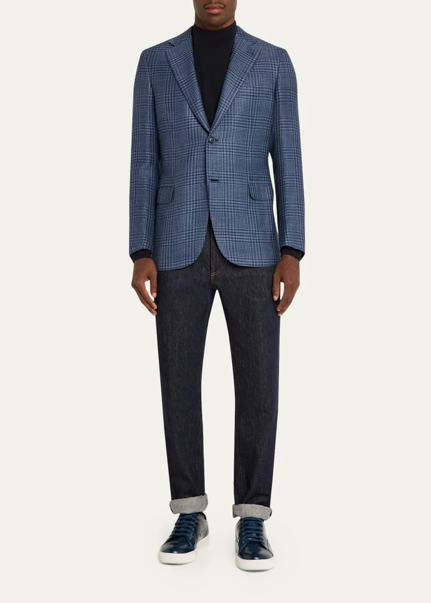 Brioni Men's Wool Houndstooth Plaid Sport Coat | Thumbnail 2