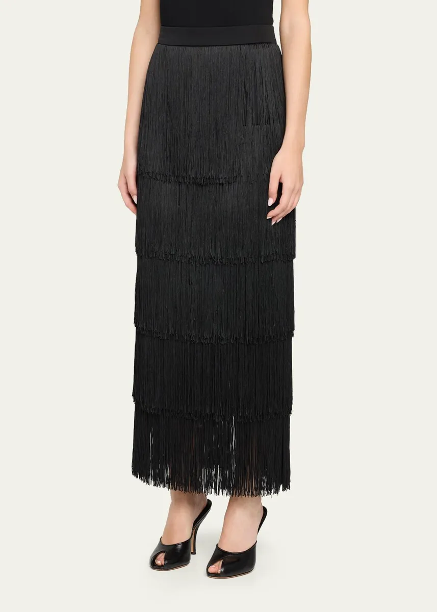 L'Agence Karolyn Fringe Midi Skirt | Thumbnail 4