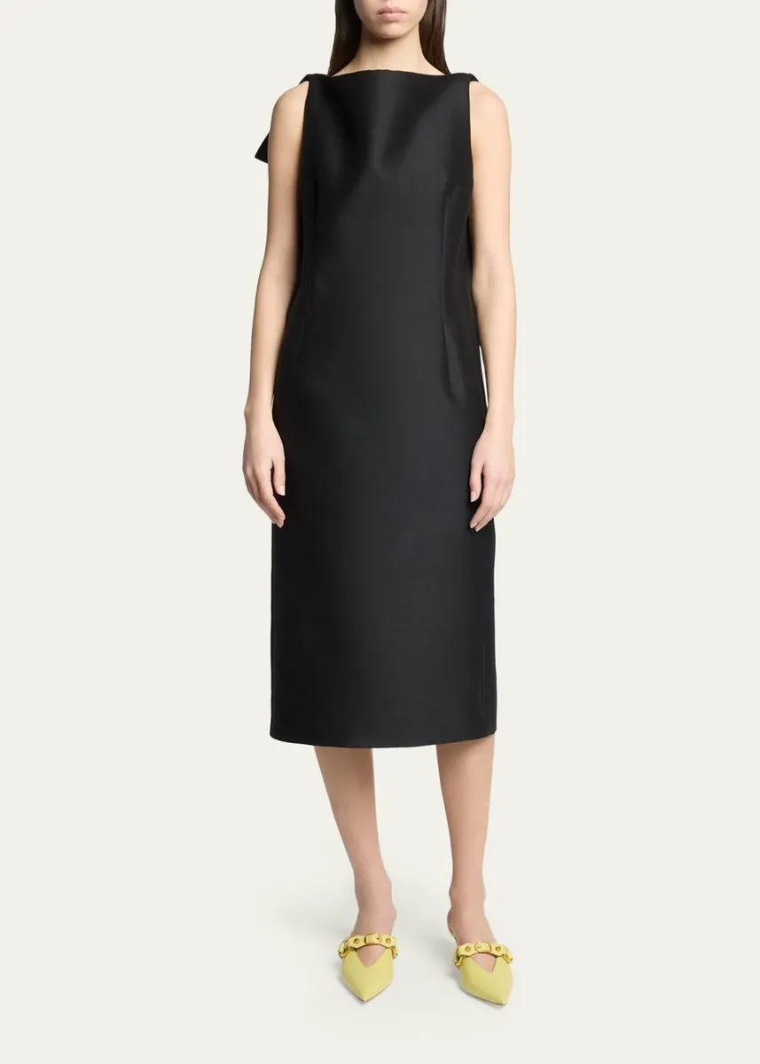 Balenciaga Sleeveless Folded V-Back Midi Dress | Thumbnail 2