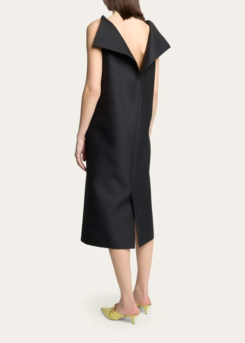 Balenciaga Sleeveless Folded V-Back Midi Dress | Thumbnail 3