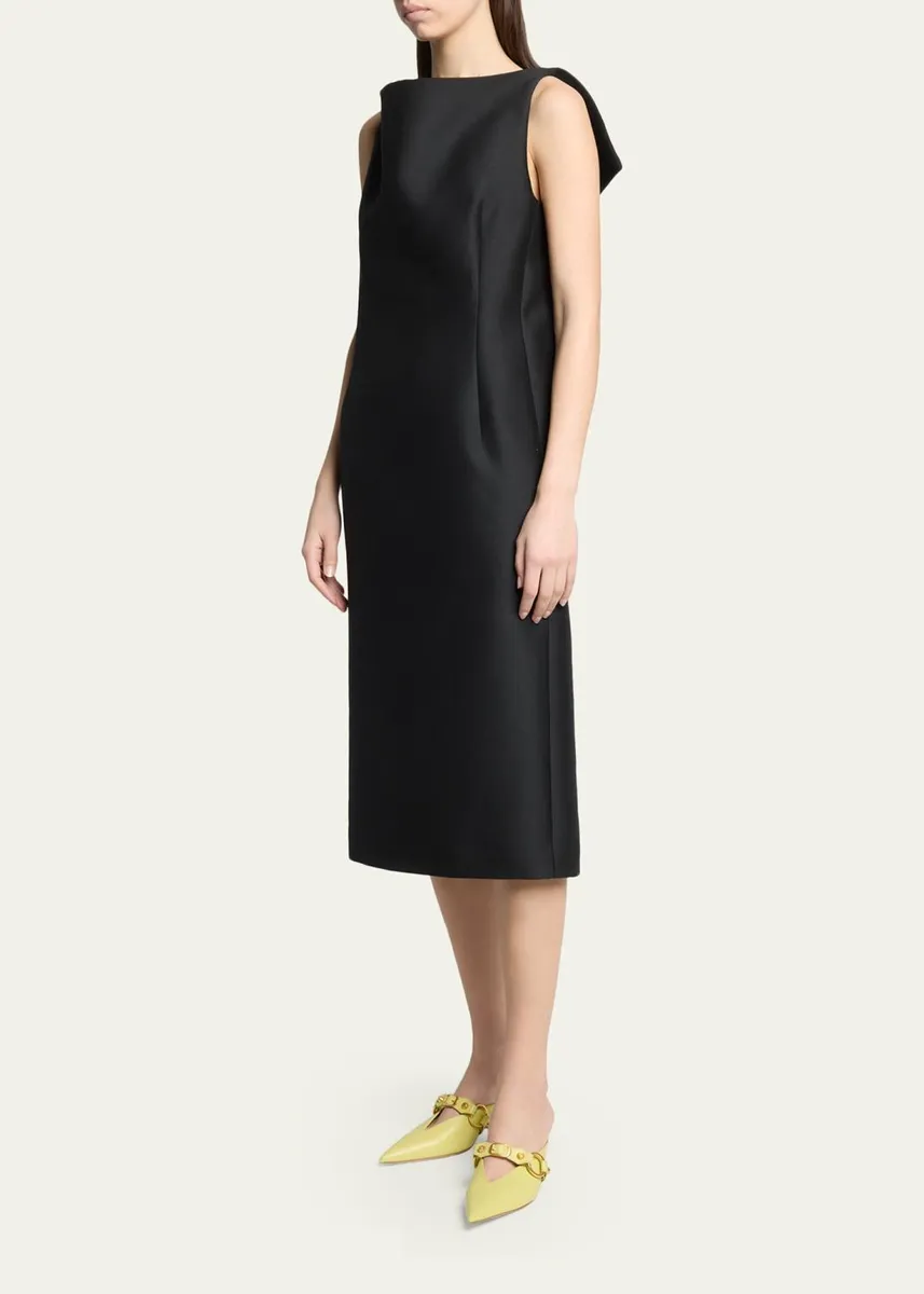 Balenciaga Sleeveless Folded V-Back Midi Dress | Thumbnail 4