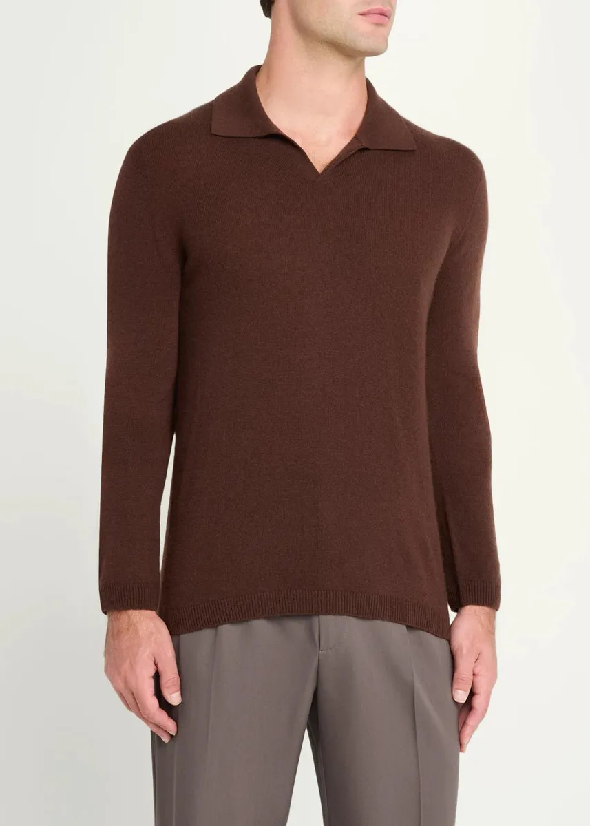The Row Men's Ripley Cashmere Long-Sleeve Polo Sweater | Thumbnail 4