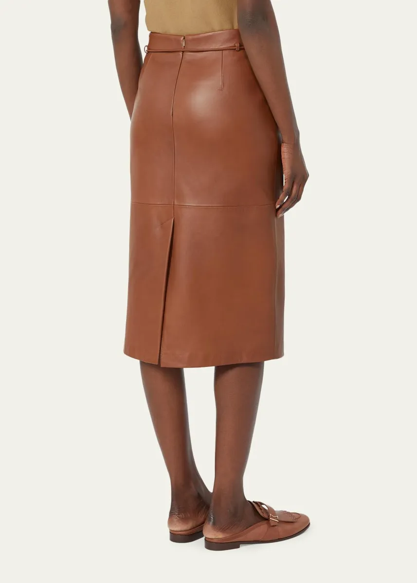 Max Mara Antino Belted Leather Midi Skirt | Thumbnail 2 Max Mara Antino Belted Leather Midi Skirt | Thumbnail 2