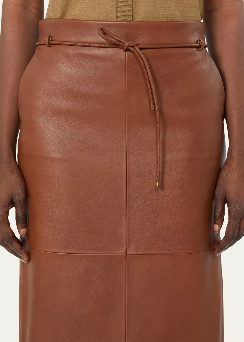 Max Mara Antino Belted Leather Midi Skirt | Thumbnail 4 Max Mara Antino Belted Leather Midi Skirt | Thumbnail 4