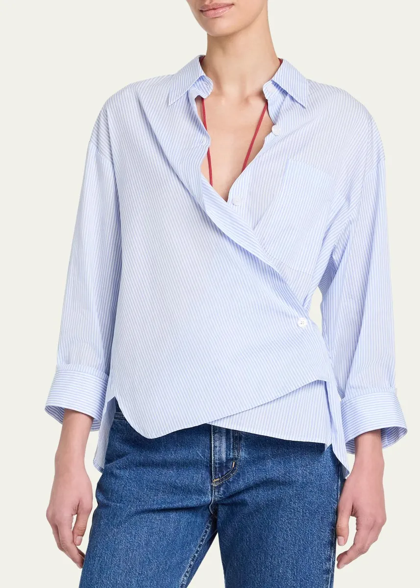 TWP Newest Earl Striped Asymmetric Button-Front Shirt | Thumbnail 3 TWP Newest Earl Striped Asymmetric Button-Front Shirt | Thumbnail 3