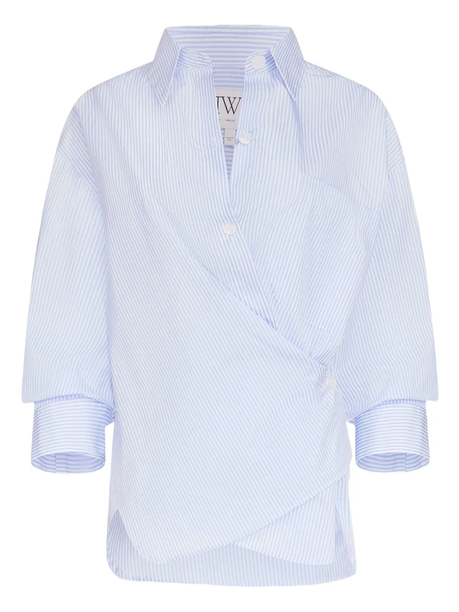 Newest Earl Striped Asymmetric Button-Front Shirt Newest Earl Striped Asymmetric Button-Front Shirt