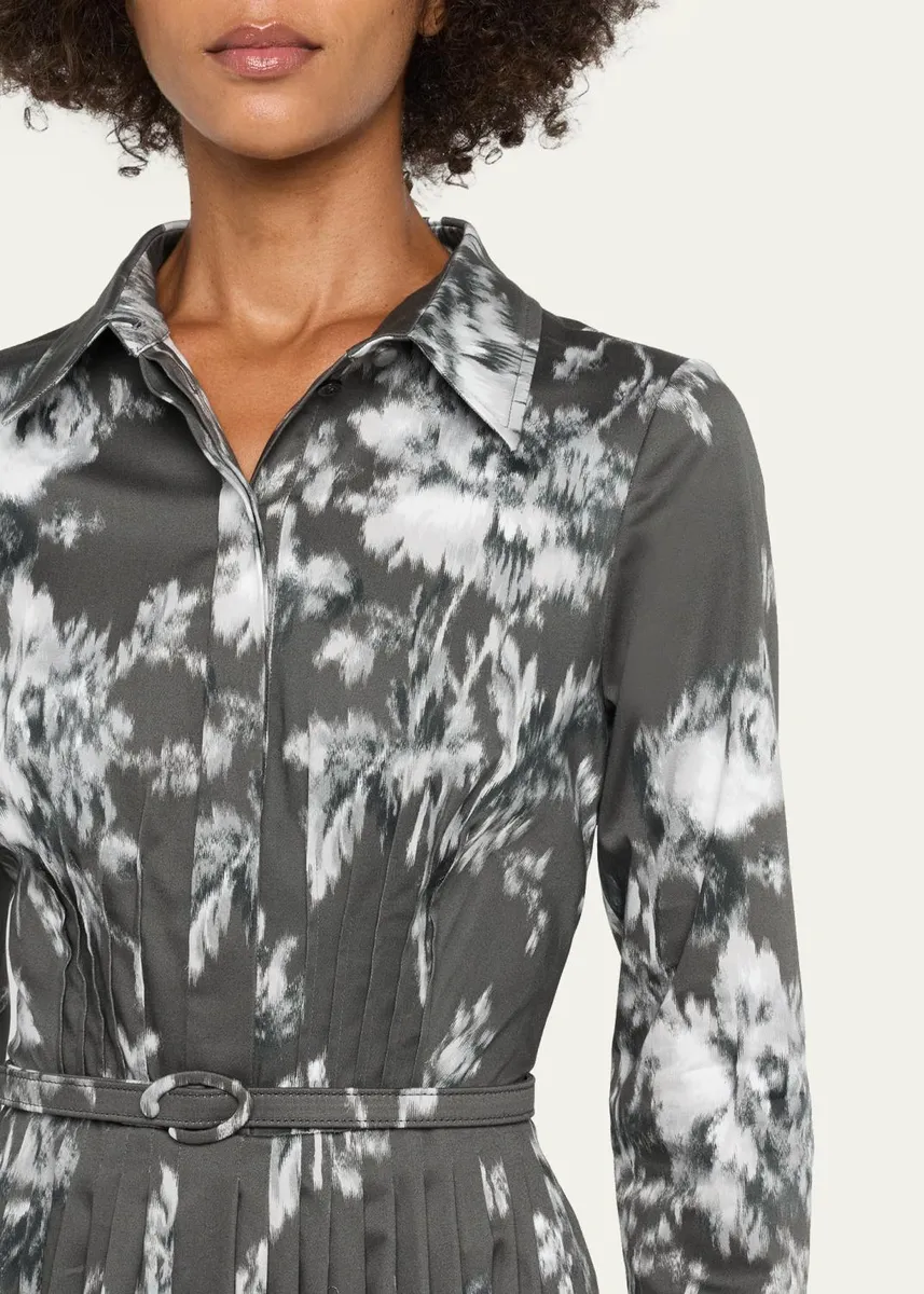 Oscar de la Renta Chine Peony Print Cotton Belted Midi Shirtdress | Thumbnail 5 Oscar de la Renta Chine Peony Print Cotton Belted Midi Shirtdress | Thumbnail 5