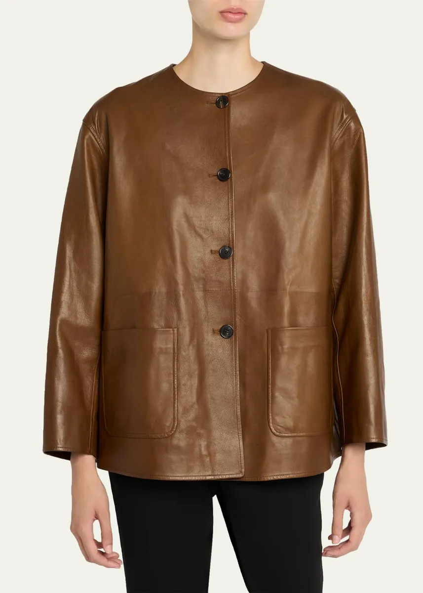 The Row Quintus Leather Single-Breasted Jacket | Thumbnail 4