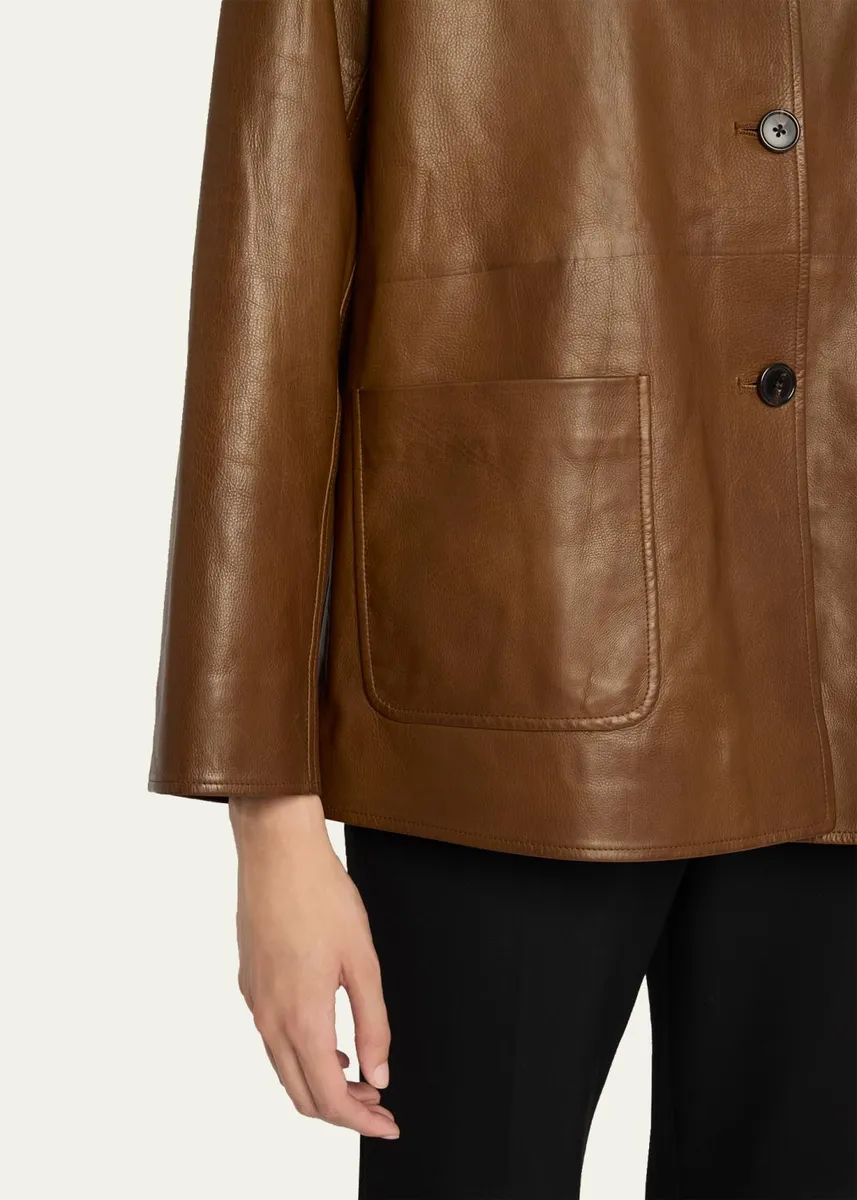 The Row Quintus Leather Single-Breasted Jacket | Thumbnail 5