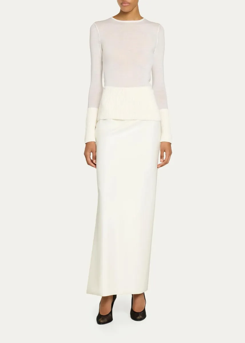 ALAÏA Merino Wool Long-Sleeve Crewneck Top | Thumbnail 2