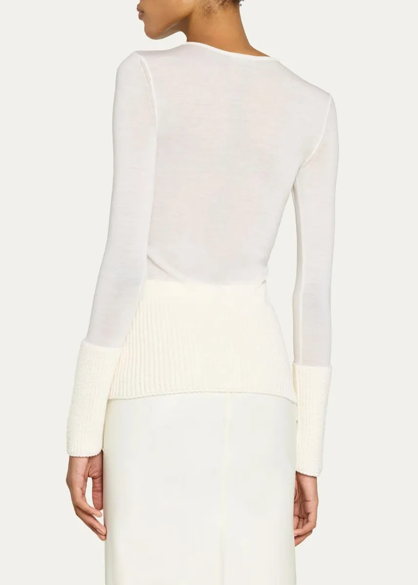 ALAÏA Merino Wool Long-Sleeve Crewneck Top | Thumbnail 3