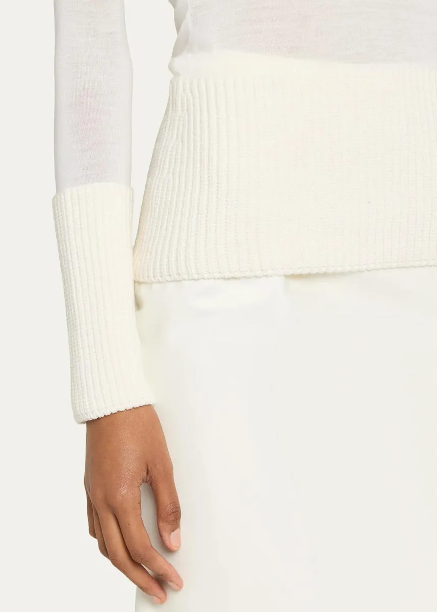 ALAÏA Merino Wool Long-Sleeve Crewneck Top | Thumbnail 5