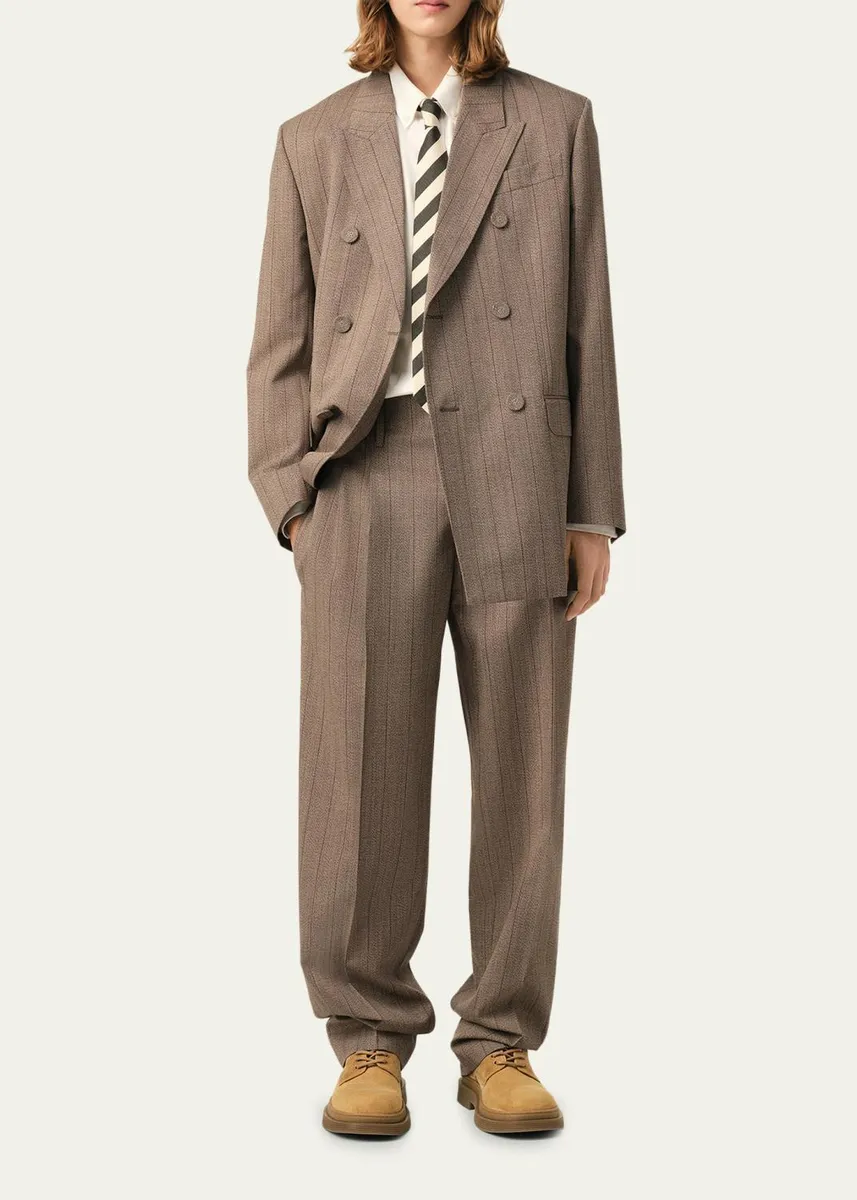 AMI PARIS Men's Pinstriped Wool Straight-Leg Trousers | Thumbnail 2 AMI PARIS Men's Pinstriped Wool Straight-Leg Trousers | Thumbnail 2