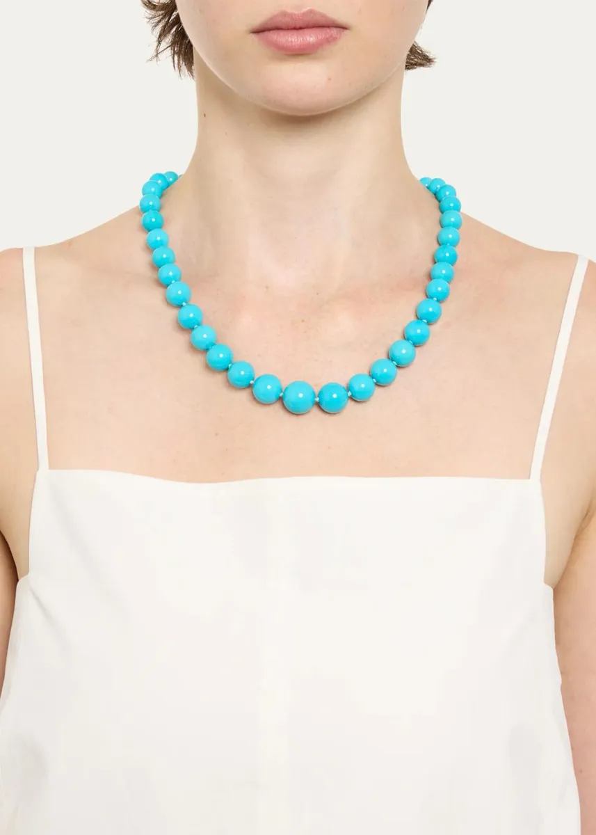 Paul Morelli 18K Yellow Gold Graduated Turquoise Beaded Necklace | Thumbnail 2