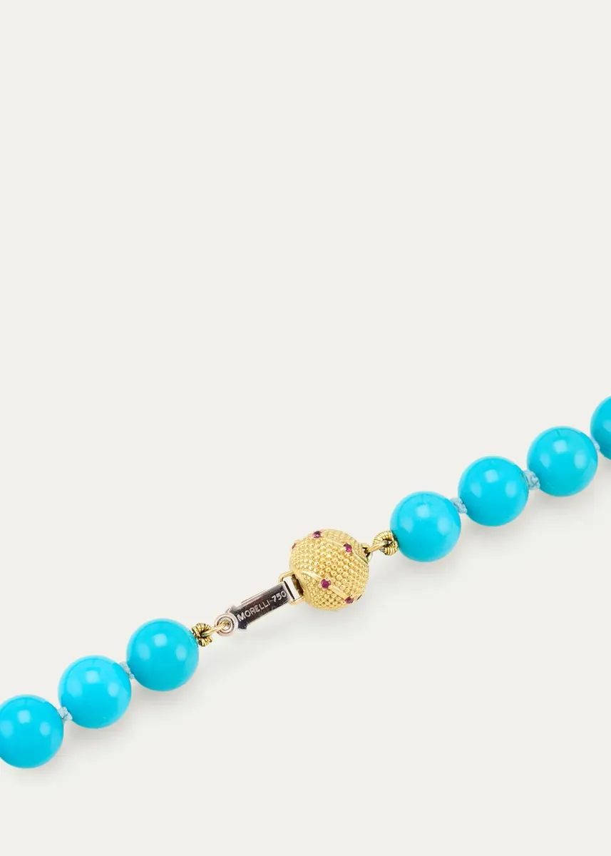 Paul Morelli 18K Yellow Gold Graduated Turquoise Beaded Necklace | Thumbnail 4
