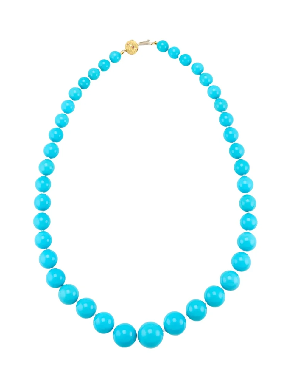 18K Yellow Gold Graduated Turquoise Beaded Necklace 18K Yellow Gold Graduated Turquoise Beaded Necklace