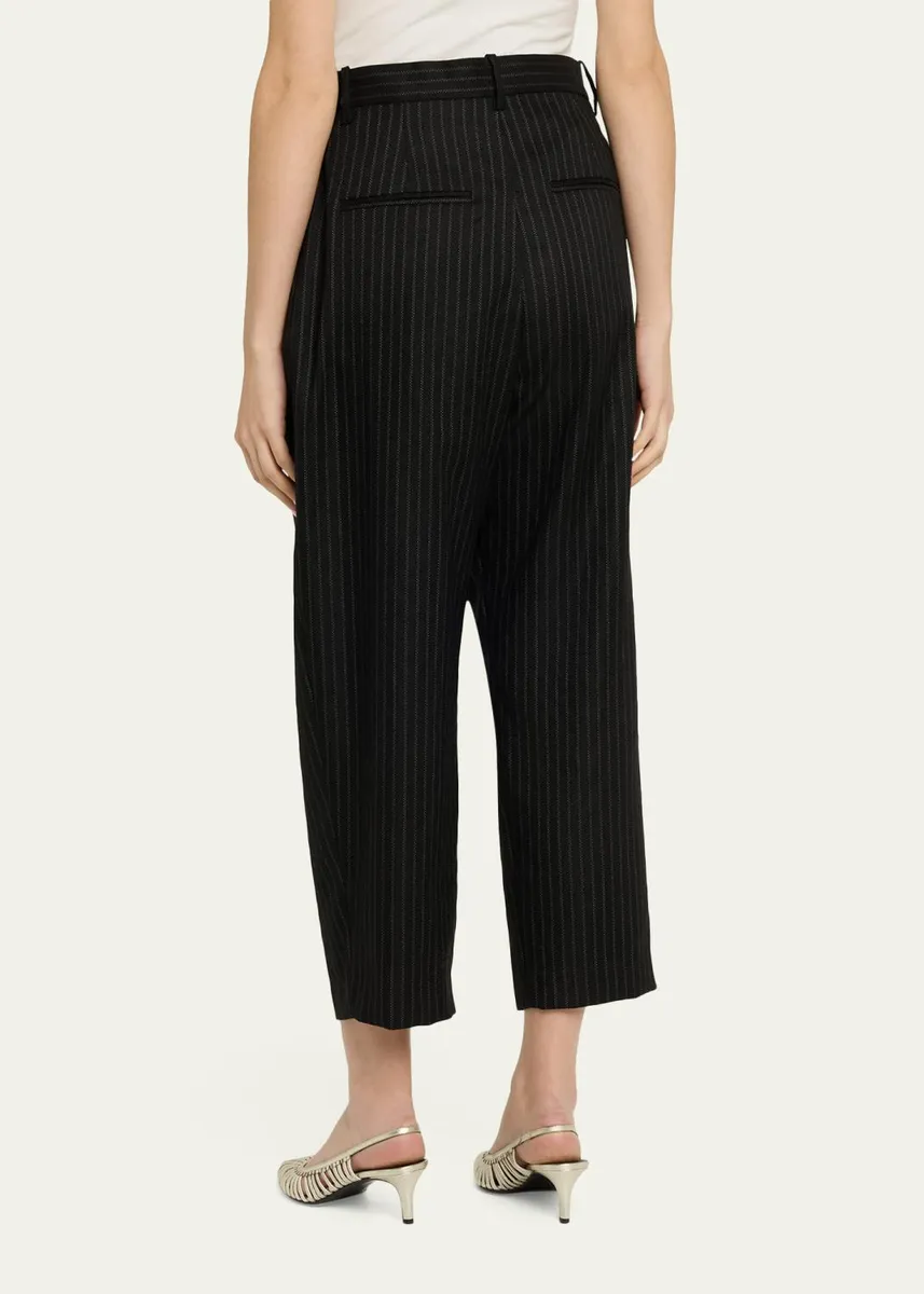 Isabel Marant Janice Pinstripe Double-Pleated Barrel-Leg Ankle Trousers | Thumbnail 3 Isabel Marant Janice Pinstripe Double-Pleated Barrel-Leg Ankle Trousers | Thumbnail 3