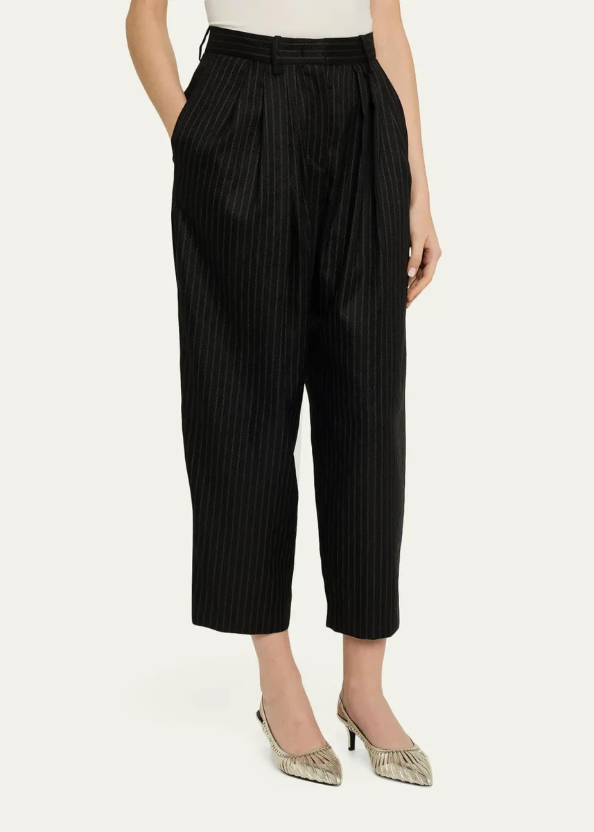 Isabel Marant Janice Pinstripe Double-Pleated Barrel-Leg Ankle Trousers | Thumbnail 4 Isabel Marant Janice Pinstripe Double-Pleated Barrel-Leg Ankle Trousers | Thumbnail 4