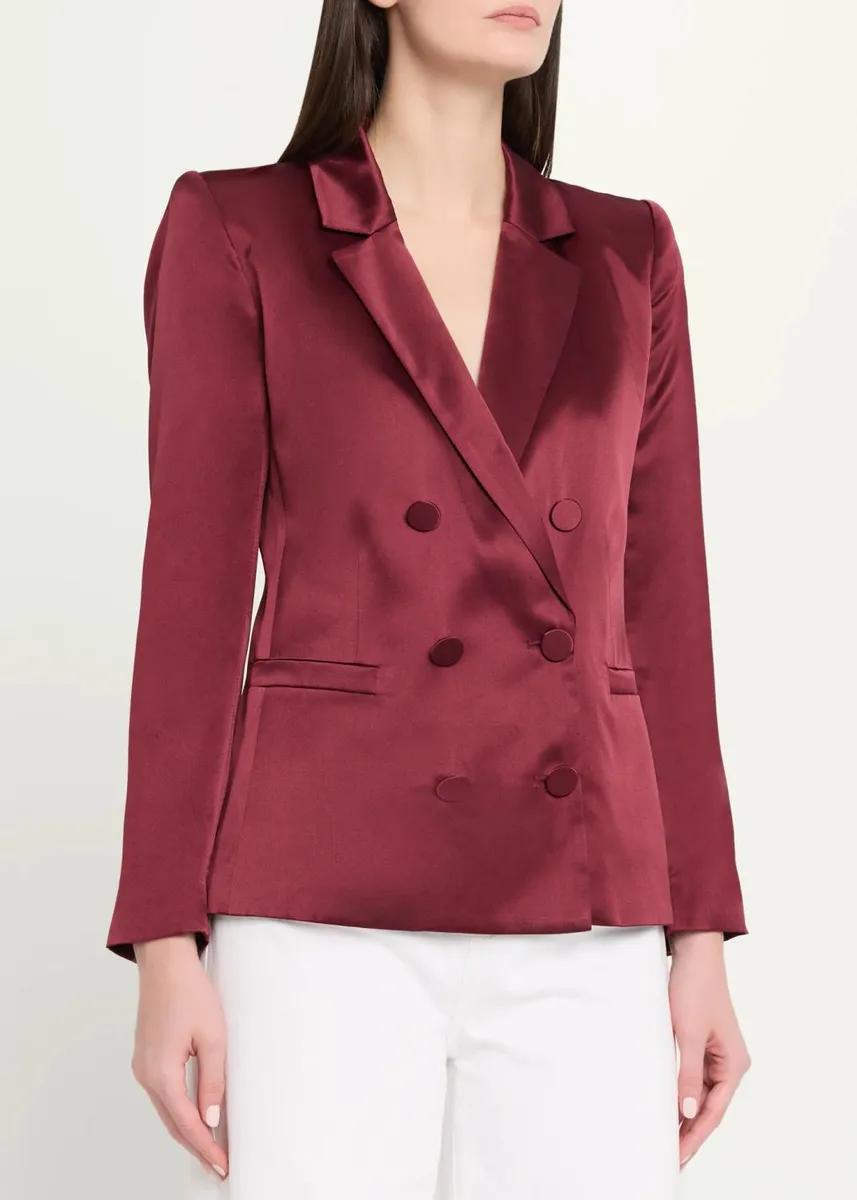 L'Agence Sena Silk Double-Breasted Blazer | Thumbnail 4