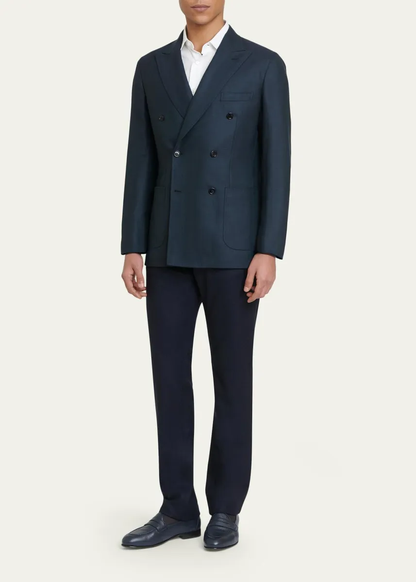 Brioni Men's Wool Herringbone Double-Breasted Sport Coat | Thumbnail 2 Brioni Men's Wool Herringbone Double-Breasted Sport Coat | Thumbnail 2