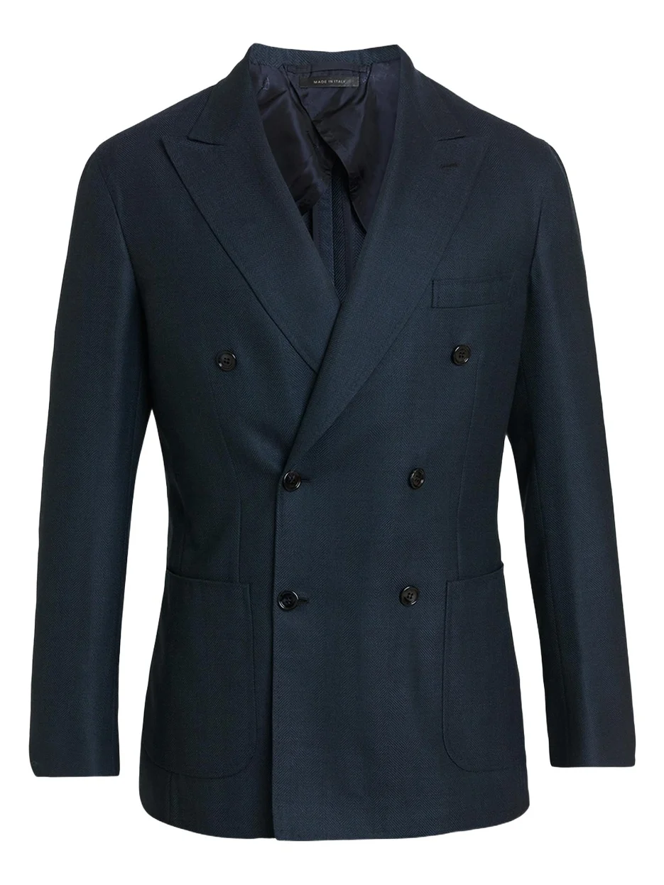 Brioni Men's Wool Herringbone Double-Breasted Sport Coat