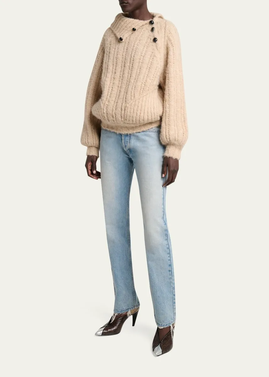 Isabel Marant Lily Alapca-Mohair Rib Folded Turtleneck Sweater | Thumbnail 2 Isabel Marant Lily Alapca-Mohair Rib Folded Turtleneck Sweater | Thumbnail 2