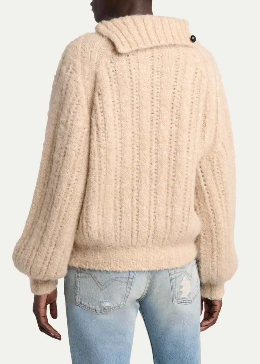 Isabel Marant Lily Alapca-Mohair Rib Folded Turtleneck Sweater | Thumbnail 3 Isabel Marant Lily Alapca-Mohair Rib Folded Turtleneck Sweater | Thumbnail 3