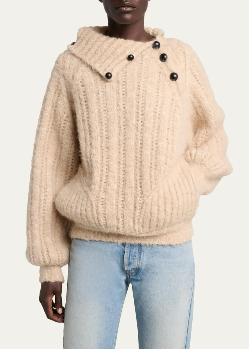 Isabel Marant Lily Alapca-Mohair Rib Folded Turtleneck Sweater | Thumbnail 4 Isabel Marant Lily Alapca-Mohair Rib Folded Turtleneck Sweater | Thumbnail 4