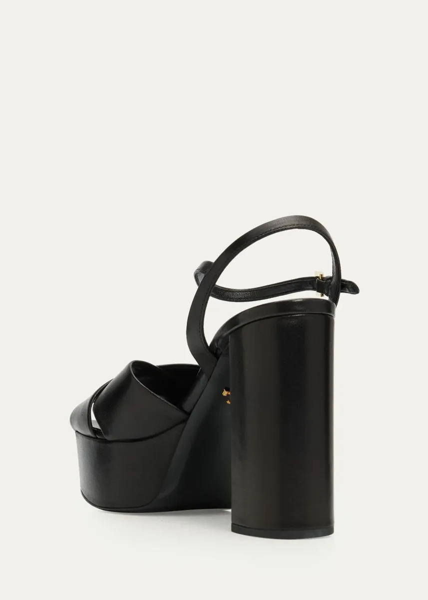 Prada 115mm Leather Crisscross Platform Sandals | Thumbnail 4 Prada 115mm Leather Crisscross Platform Sandals | Thumbnail 4