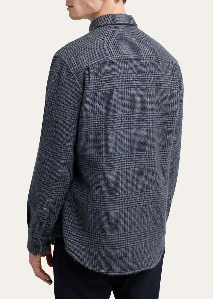 Brioni Men's Vagabond Cashmere Plaid Overshirt | Thumbnail 3 Brioni Men's Vagabond Cashmere Plaid Overshirt | Thumbnail 3