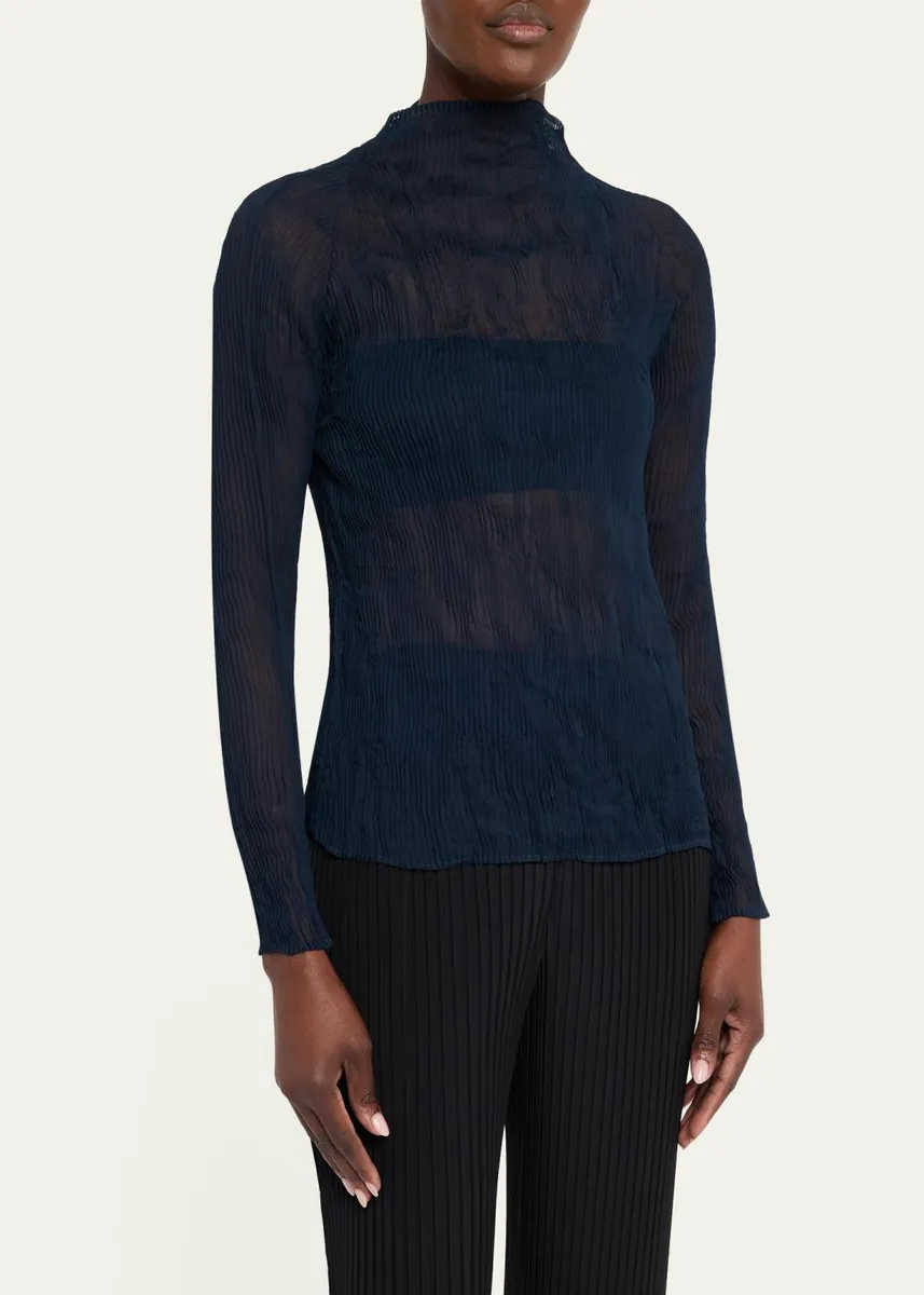 Issey Miyake Twisted Chiffon Long-Sleeve Top | Thumbnail 4 Issey Miyake Twisted Chiffon Long-Sleeve Top | Thumbnail 4