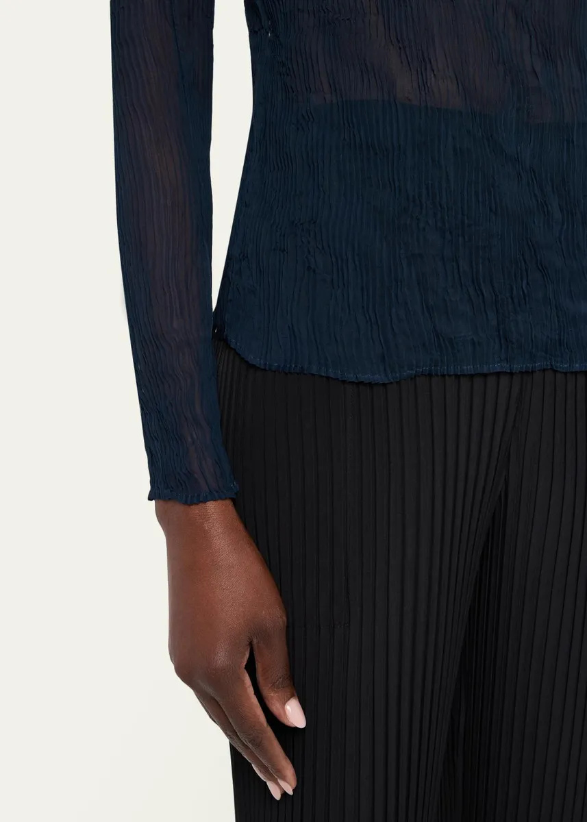 Issey Miyake Twisted Chiffon Long-Sleeve Top | Thumbnail 5 Issey Miyake Twisted Chiffon Long-Sleeve Top | Thumbnail 5
