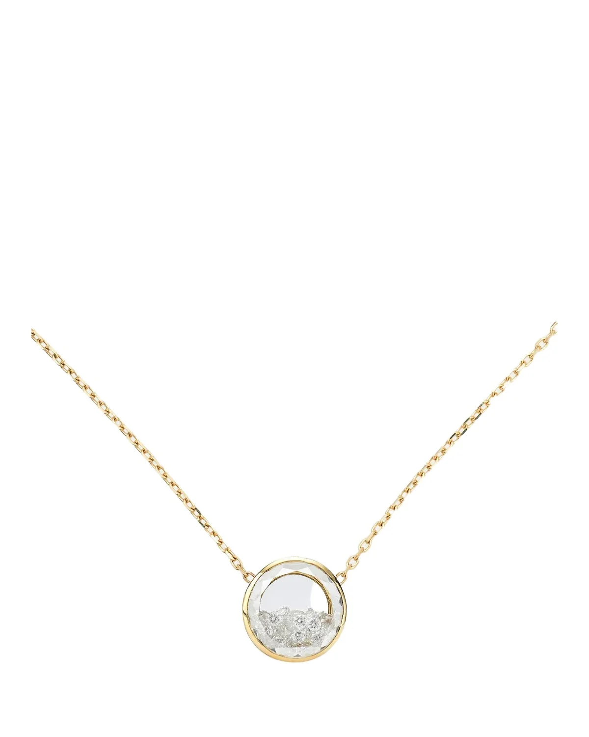 18K Yellow Gold Naipe Circle Diamond Kaleidoscope Shaker Necklace