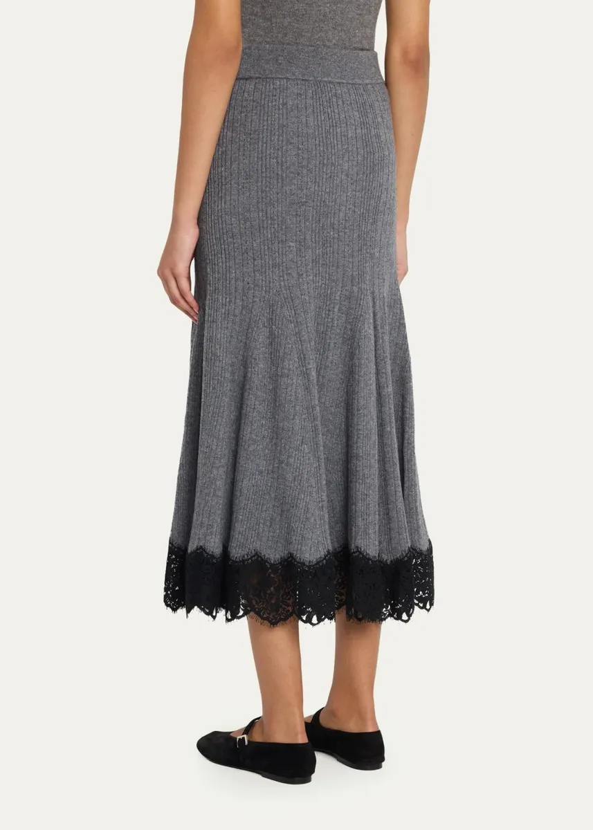 Cara Cara Parisa Lace-Trim Ribbed Midi Skirt | Thumbnail 3 Cara Cara Parisa Lace-Trim Ribbed Midi Skirt | Thumbnail 3
