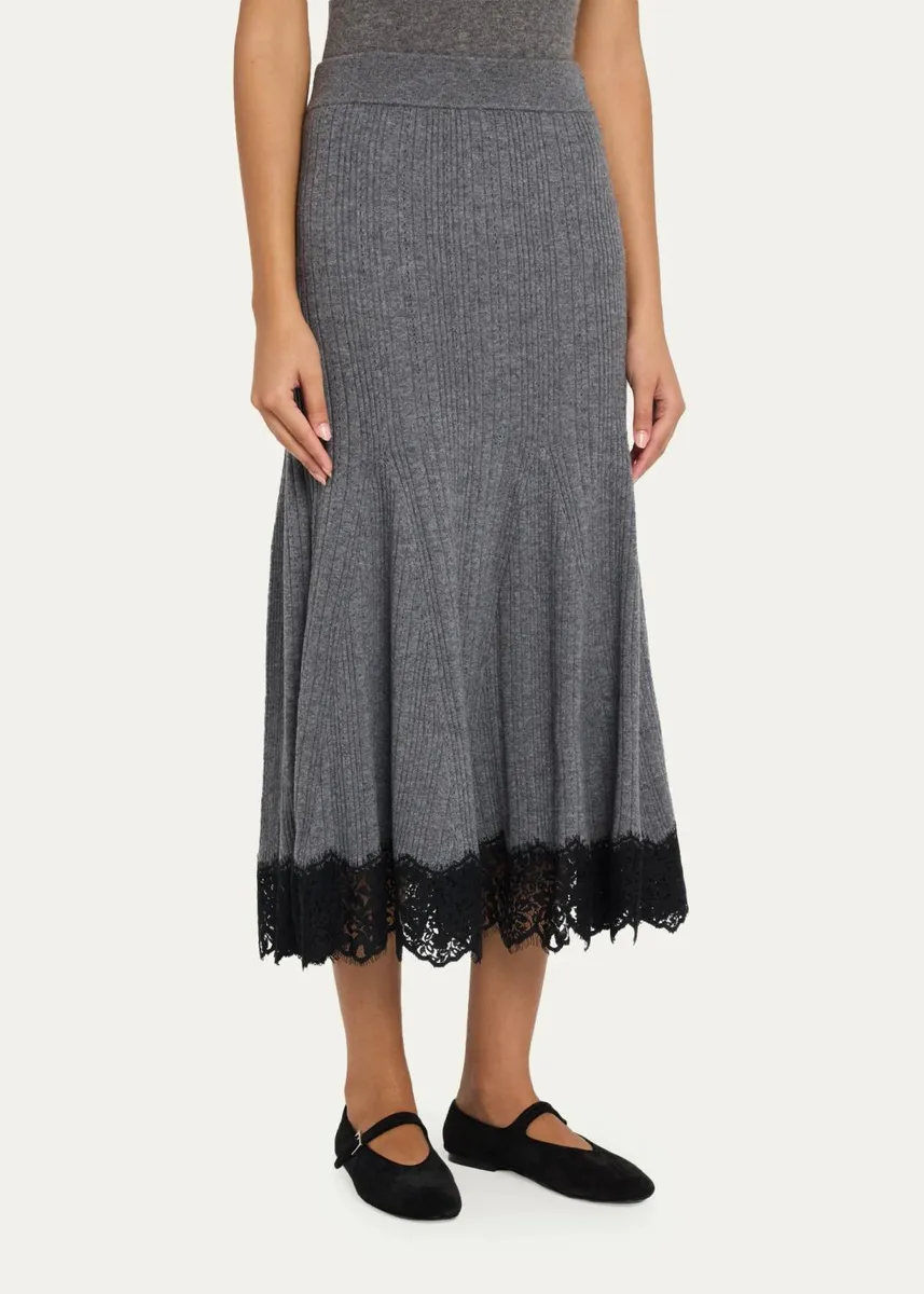 Cara Cara Parisa Lace-Trim Ribbed Midi Skirt | Thumbnail 4 Cara Cara Parisa Lace-Trim Ribbed Midi Skirt | Thumbnail 4
