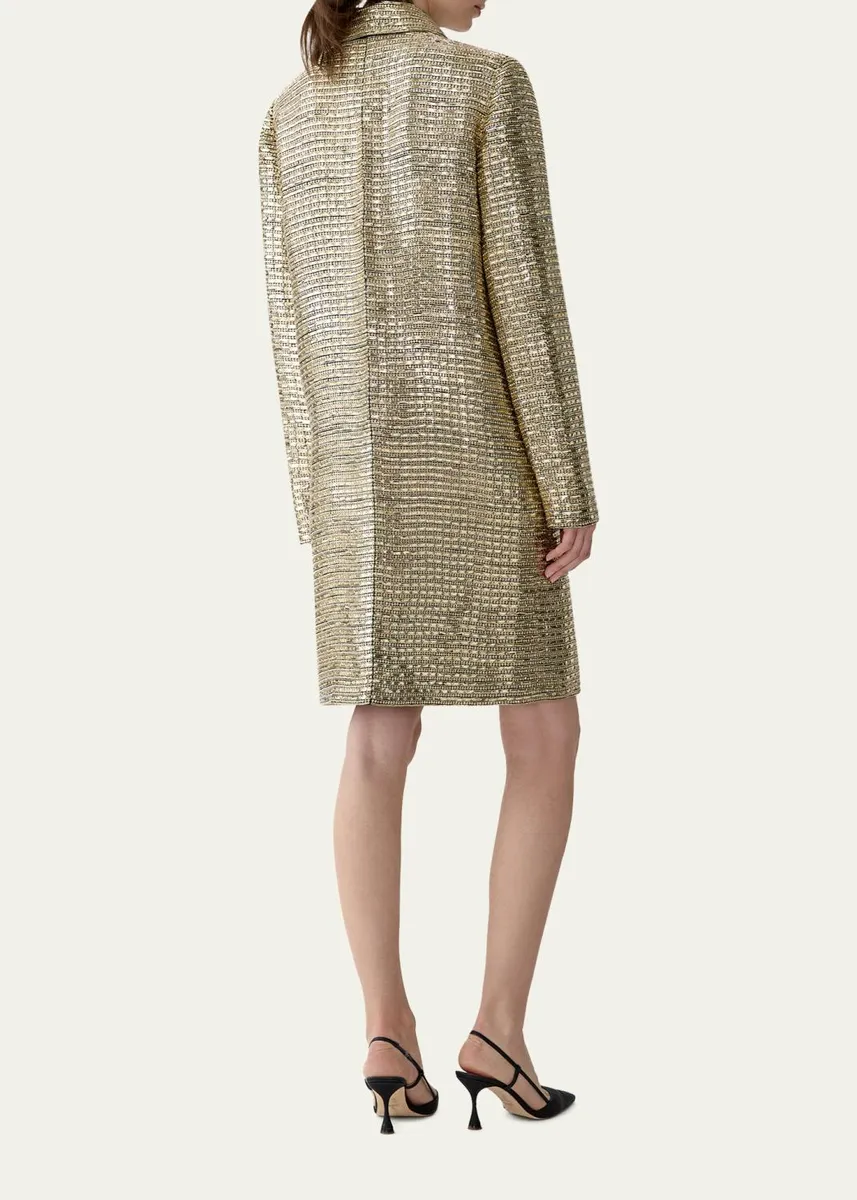 Carolina Herrera Metallic Embellished Long Sleeve Coat | Thumbnail 3 Carolina Herrera Metallic Embellished Long Sleeve Coat | Thumbnail 3