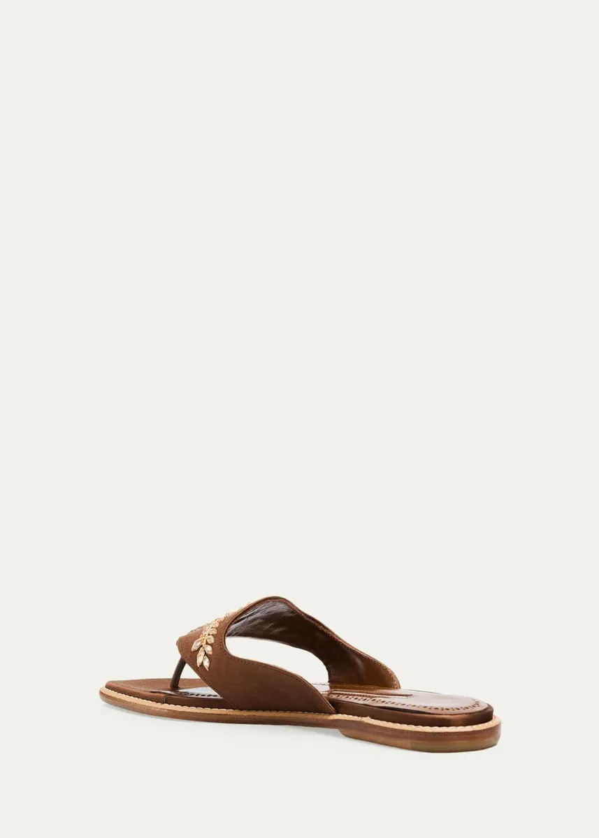 Manolo Blahnik Jewel-Embellished Suede Thong Flat Sandals | Thumbnail 2 Manolo Blahnik Jewel-Embellished Suede Thong Flat Sandals | Thumbnail 2