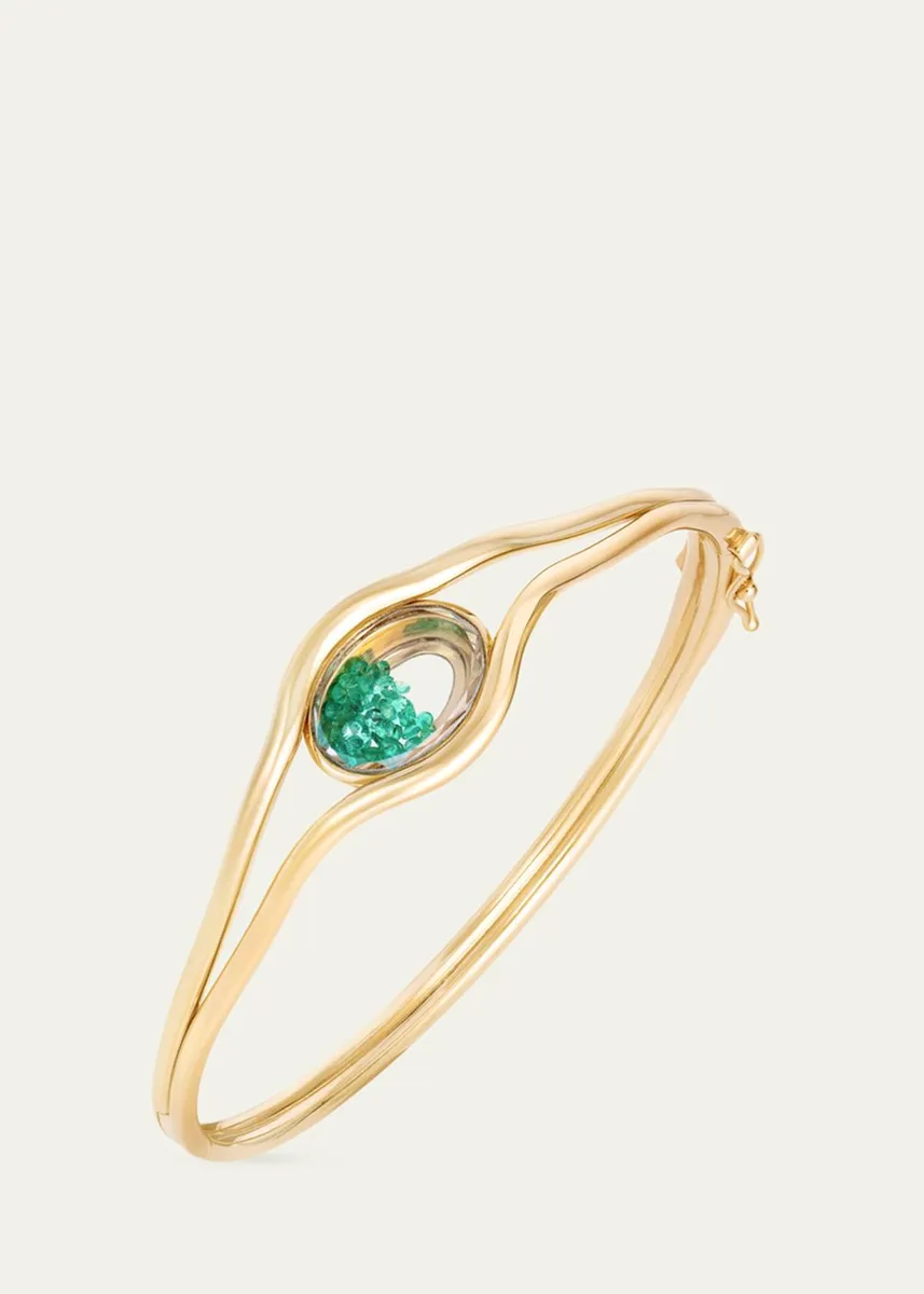 MORITZ GLIK 18K Yellow Gold Kaleidoscope Shaker Rastro Bracelet with Emeralds | Thumbnail 2