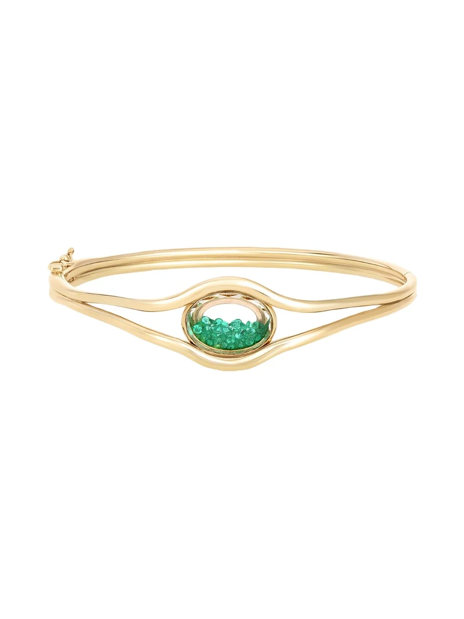 18K Yellow Gold Kaleidoscope Shaker Rastro Bracelet with Emeralds