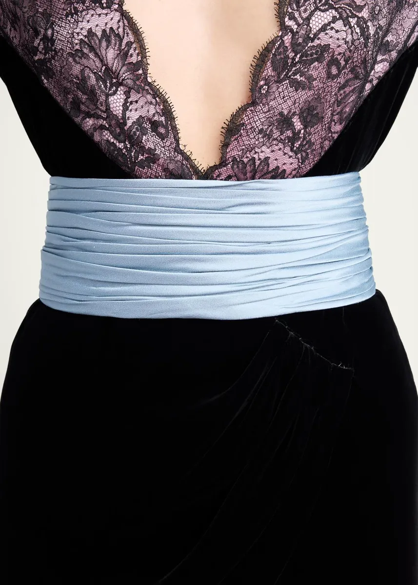 Valentino Garavani Ruched Satin Cummerbund Waistband | Thumbnail 2