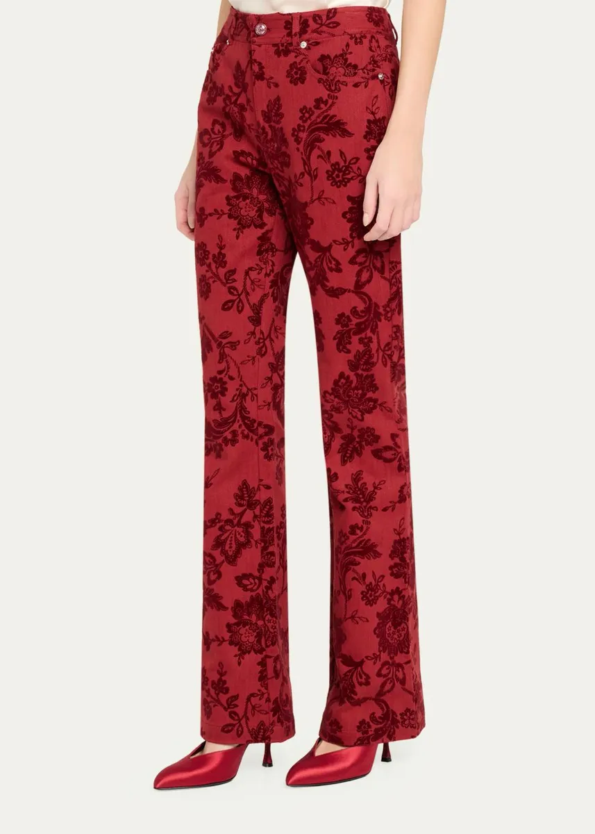 Cinq à Sept Paisley Flocked Damask Bootcut Pants | Thumbnail 4