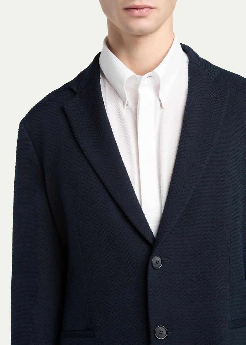 Giorgio Armani Men's Jacquard Chevron Blazer | Thumbnail 4
