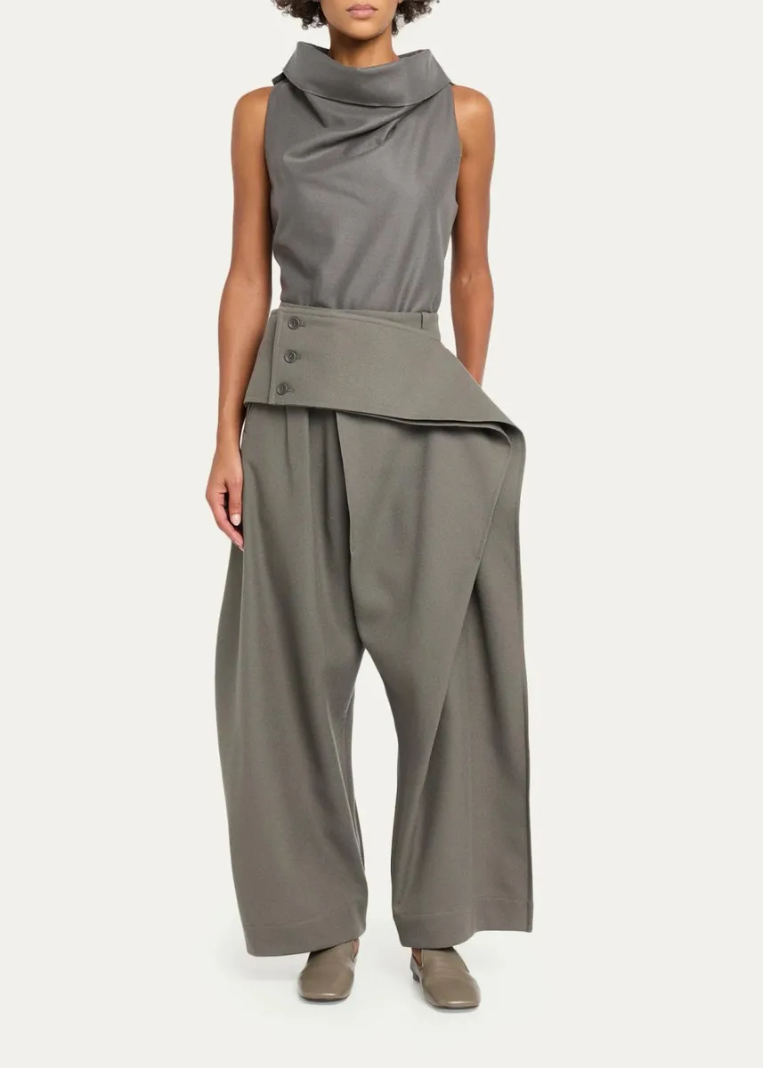 Issey Miyake Wool Draped Cowl-Neck Sleeveless Top | Thumbnail 2