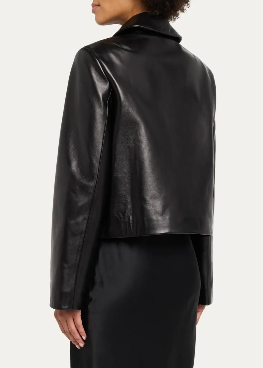 Brandon Maxwell Remi Leather Zip Jacket | Thumbnail 3 Brandon Maxwell Remi Leather Zip Jacket | Thumbnail 3